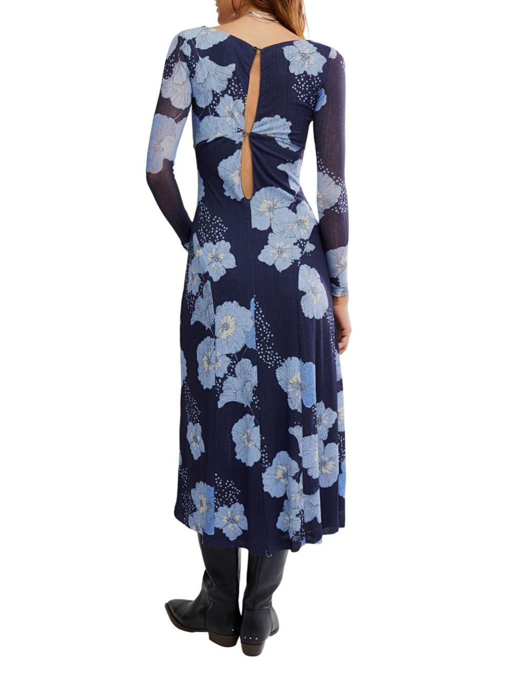 NEW Free People Calla Floral Long Sleeve Knit Midi Dress S - Picture 3 of 13